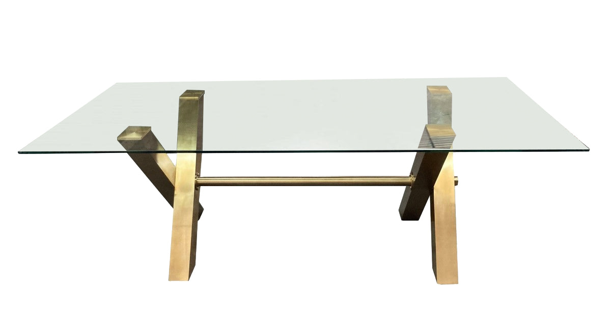 Modrest Dandy - Modern Golden & Glass Dining Table-4