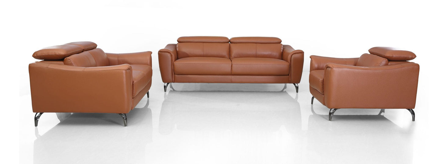 Divani Casa Danis - Modern Cognac Leather Brown Sofa Set | Modishstore | Sofas
