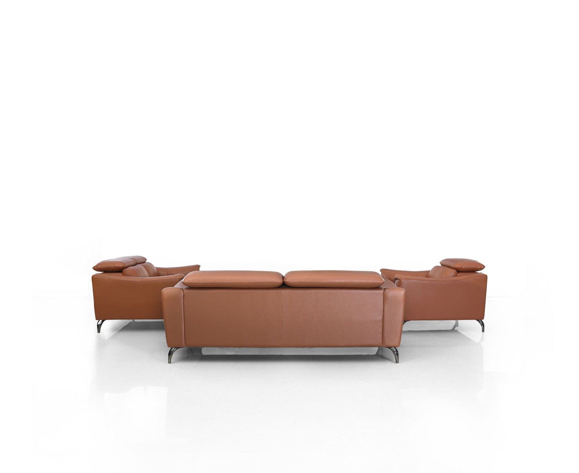 Divani Casa Danis - Modern Cognac Leather Brown Sofa Set-3