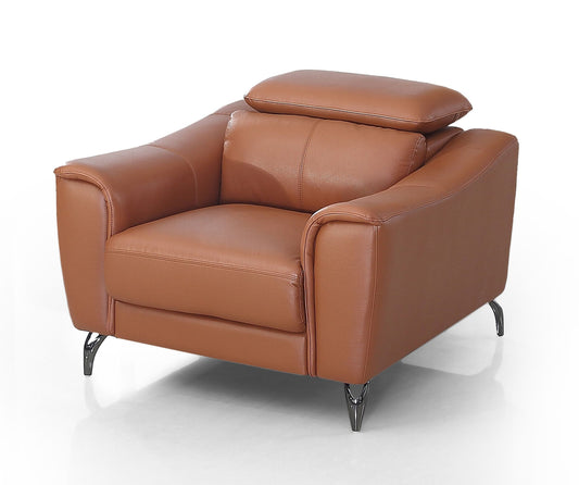 Divani Casa Danis - Modern Cognac Leather Brown Chair | Lounge Chairs | Modishstore