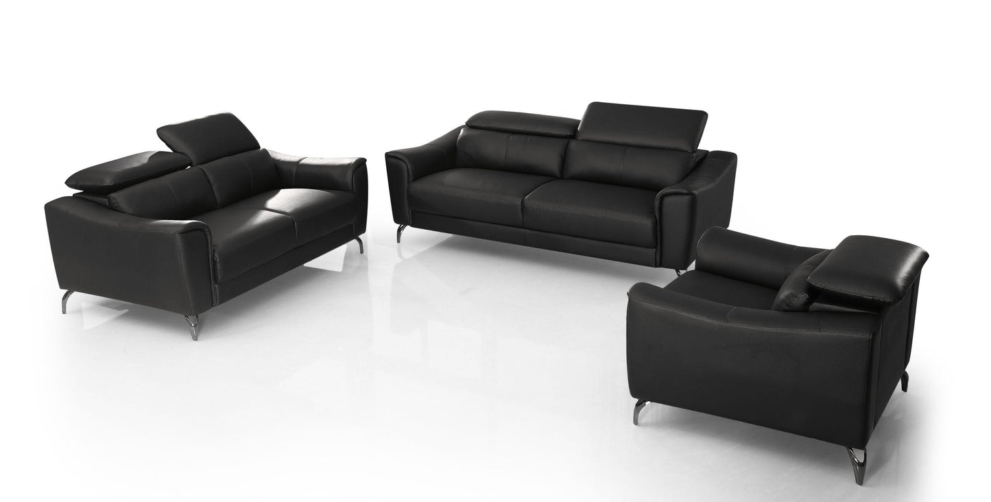 Divani Casa Danis - Modern Black Leather Sofa Set | Sofas | Modishstore - 2