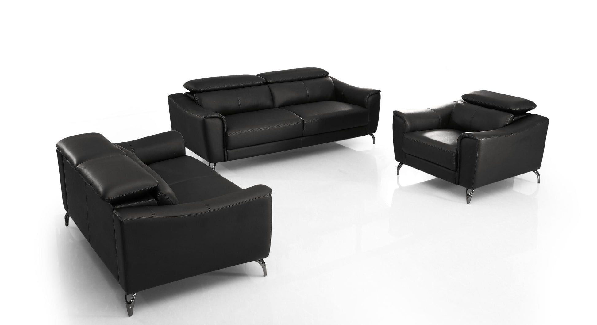 Divani Casa Danis - Modern Black Leather Sofa Set | Sofas | Modishstore - 3