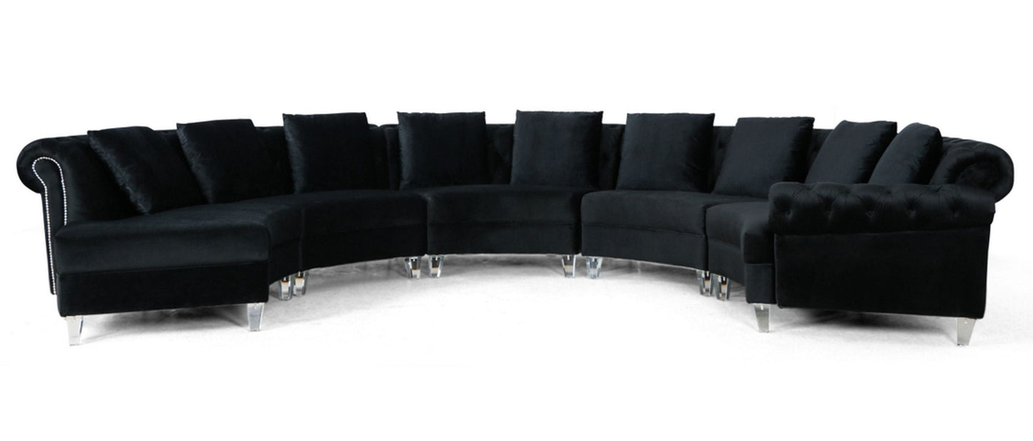 Divani Casa Darla Modern Black Velvet Circular Sectional Sofa | Sofas | Modishstore - 2