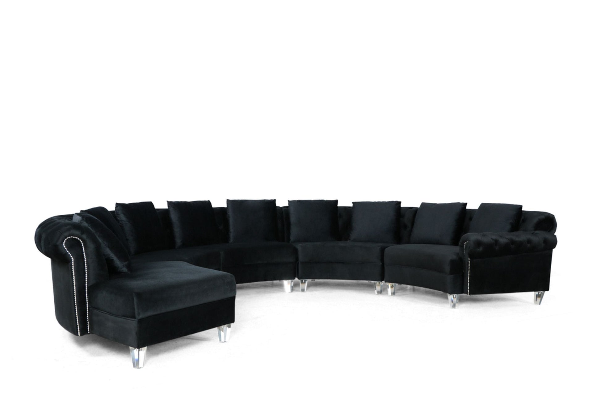 Divani Casa Darla Modern Black Velvet Circular Sectional Sofa | Sofas | Modishstore - 3