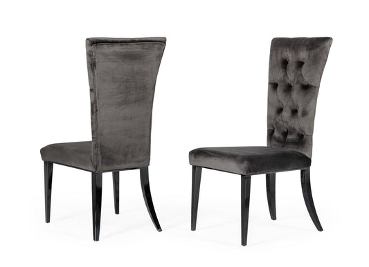 Modrest Darley - Modern Grey Velvet Dining Chair Set of 2 | Modishstore | Dining Chairs