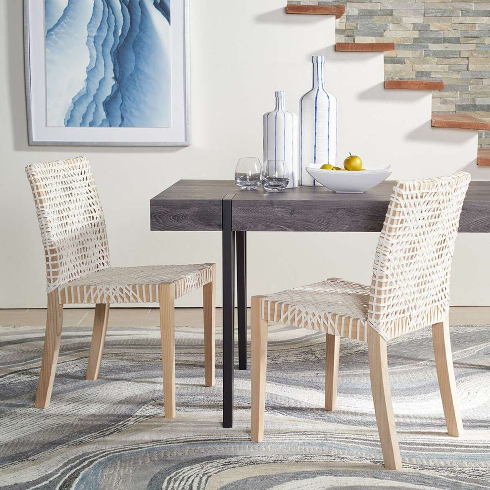 Safavieh Tyria Leather Dining Chair Set Of 2 - White | Dining Chairs | Modishstore - 4