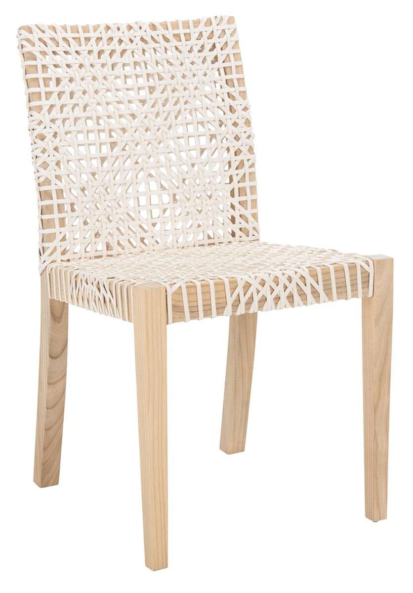 Safavieh Tyria Leather Dining Chair Set Of 2 - White | Dining Chairs | Modishstore - 3