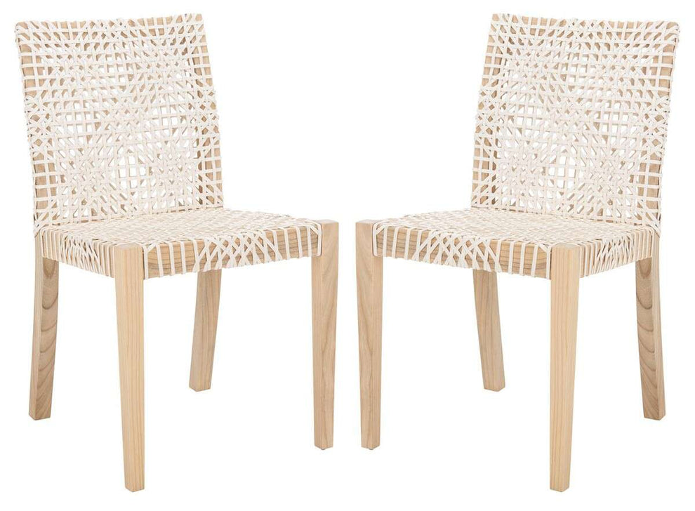 Safavieh Tyria Leather Dining Chair Set Of 2 - White | Dining Chairs | Modishstore - 2