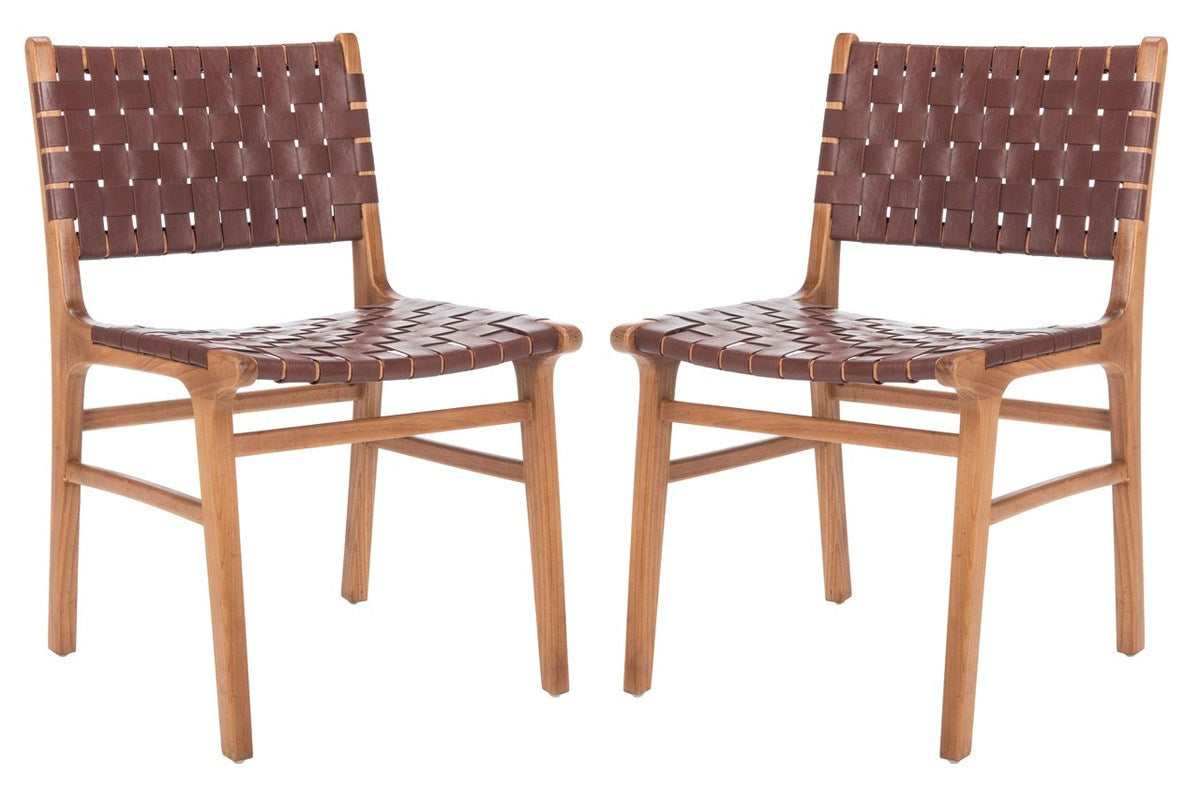 Safavieh Taika Woven Leather Dining Chair | Dining Chairs | Modishstore