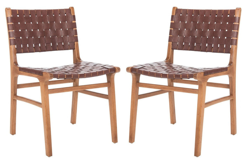 Safavieh Taika Woven Leather Dining Chair- Set of 2 | Dining Chairs | Modishstore - 2