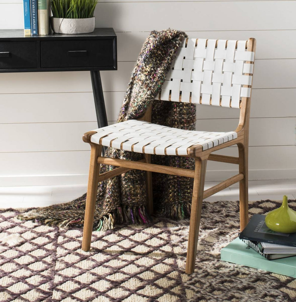 Safavieh Taika Woven Leather Dining Chair- Set of 2 | Dining Chairs | Modishstore - 11