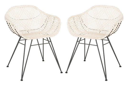 Safavieh Jadis Leather Woven Dining Chair | Dining Chairs | Modishstore