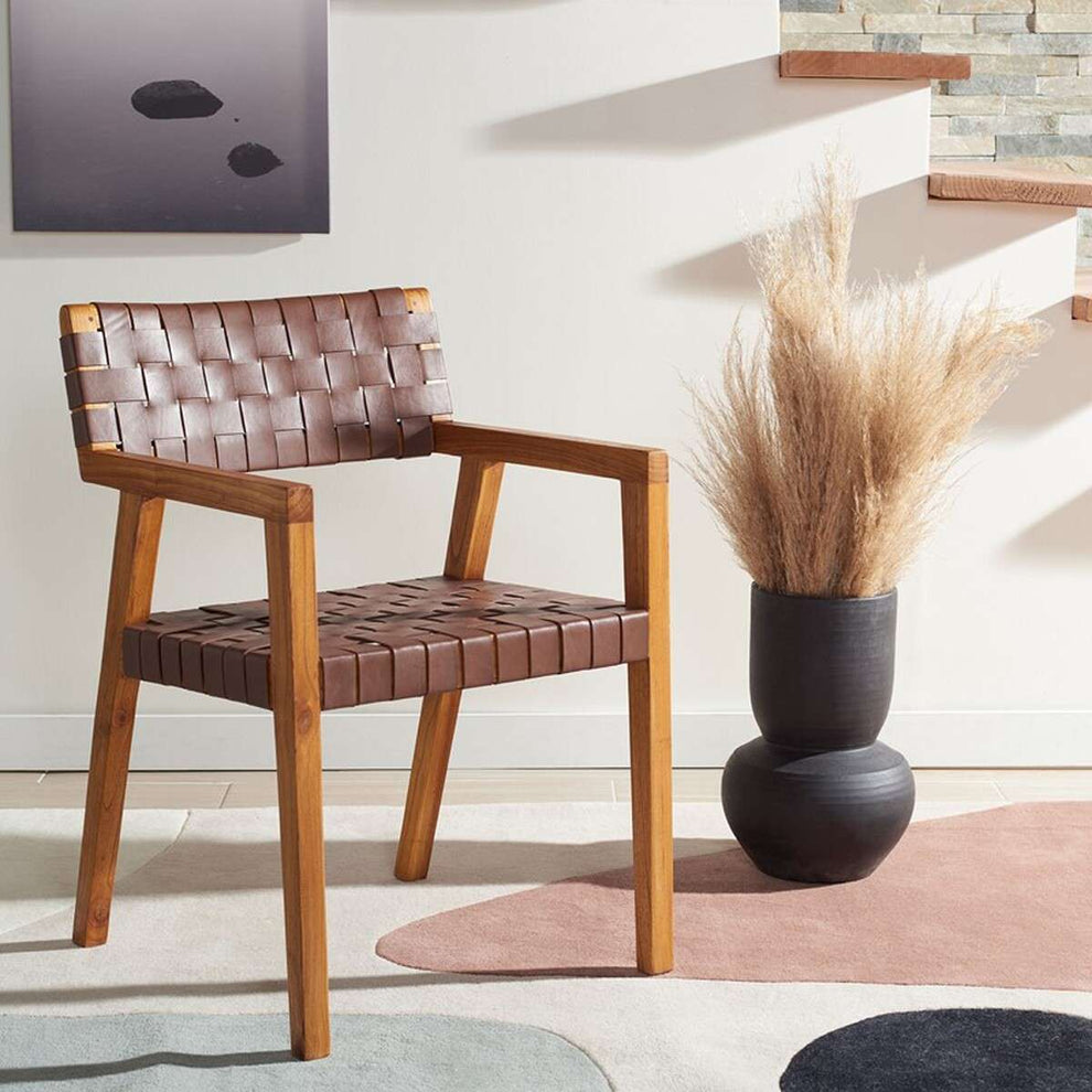 Safavieh Cire Leather Dining Chair - Cognac | Dining Chairs | Modishstore - 4