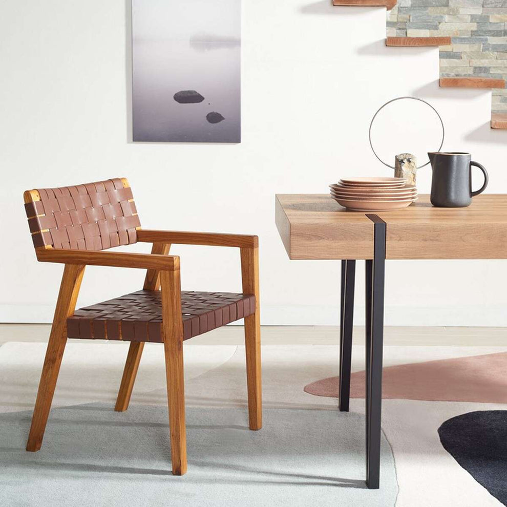 Safavieh Cire Leather Dining Chair - Cognac | Dining Chairs | Modishstore - 3