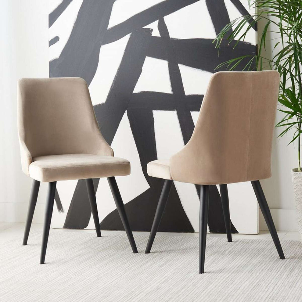 Safavieh Zoi Upholstered Dining Chair Set Of 2 - Taupe | Dining Chairs | Modishstore - 3