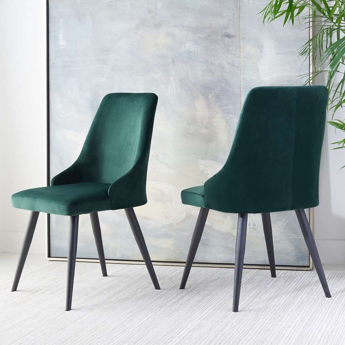 Safavieh Zoi Upholstered Dining Chair Set Of 2 - Malachite Green | Dining Chairs | Modishstore - 3
