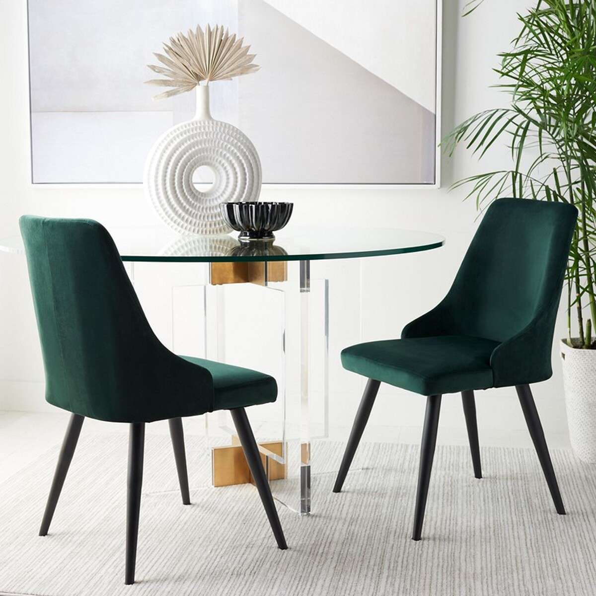 Safavieh Zoi Upholstered Dining Chair Set Of 2 - Malachite Green | Dining Chairs | Modishstore - 4