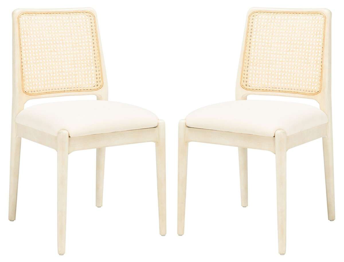 Safavieh Reinhardt Rattan Dining Chair Set Of 2 - White | Dining Chairs | Modishstore - 2