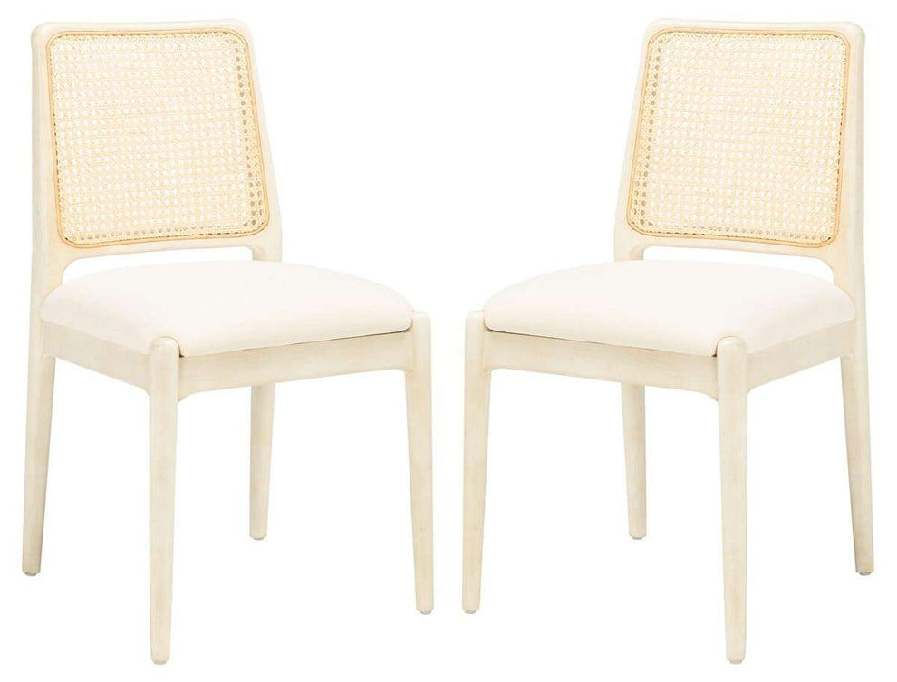 Safavieh Reinhardt Rattan Dining Chair Set Of 2 - White | Dining Chairs | Modishstore - 2