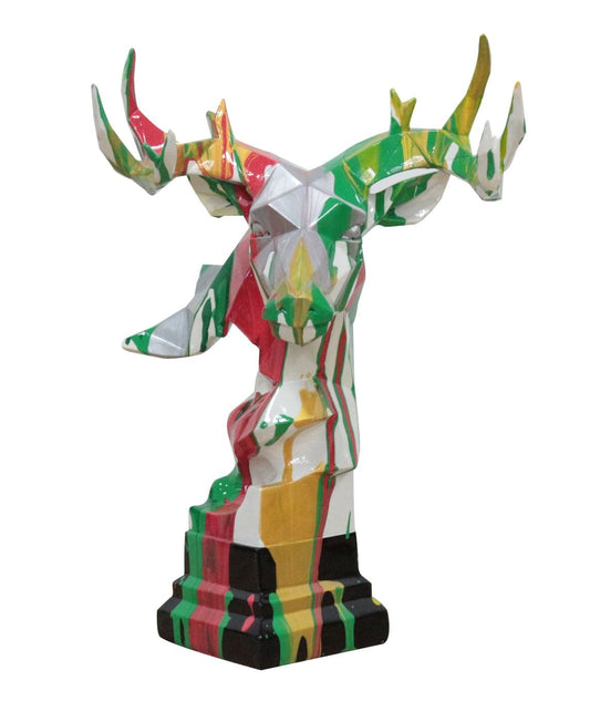 Modrest Deer Head Multicolor Geometric Sculpture | Modishstore | Sculptures
