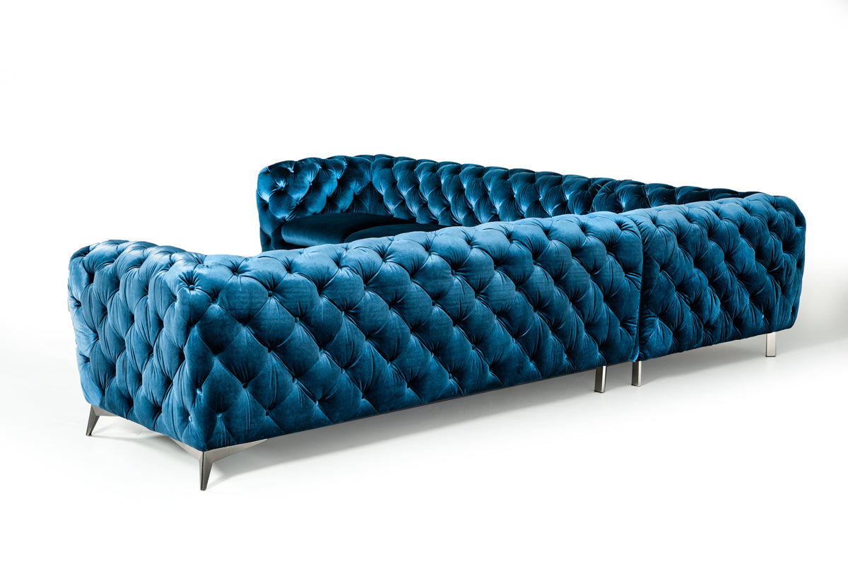 Divani Casa Delilah Modern Blue Fabric Sectional Sofa-6