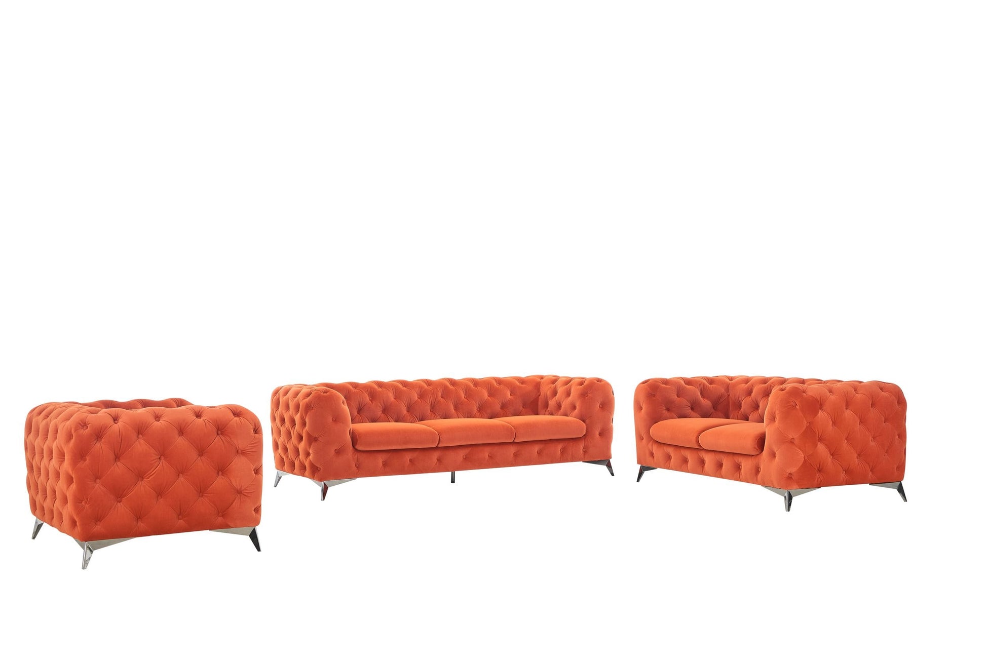 Divani Casa Delilah - Modern Orange Fabric Sofa Set | Sofas | Modishstore - 2