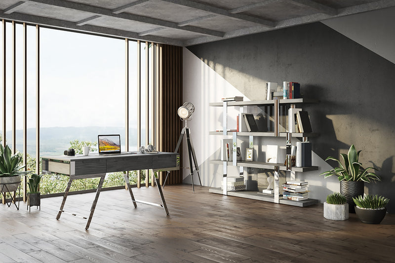 Modrest Dessart - Modern Elm Grey Office Desk | Modishstore | Desks