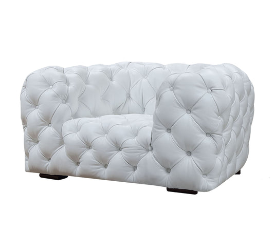 Divani Casa Dexter - Transitional White Full Italian Leather Lounge Chair | Lounge Chairs | Modishstore