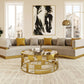 Divani Casa Kiva - Glam Beige and Gold Fabric Sectional Sofa | Modishstore | Sofas