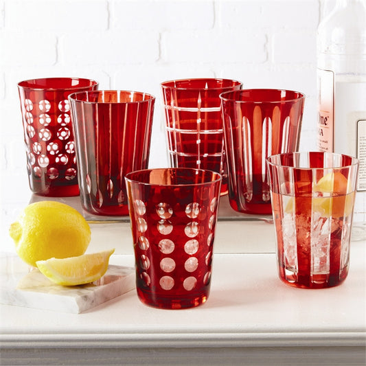Tozai Home Ruby S/6 Hand-Etched Old-Fashioned Glasses