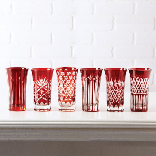 Tozai Home Ruby S/6 Hand-Etched Shot Glasses