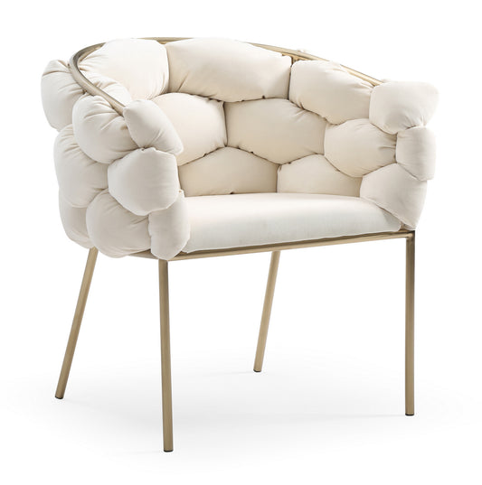 Modrest Debra Modern White Fabric Dining Chair | Modishstore | Dining Chairs