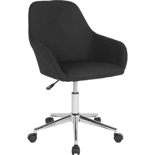 Cortana Home And Office Mid-Back Chair In Black Fabric By Flash Furniture | Office Chairs | Modishstore - 1