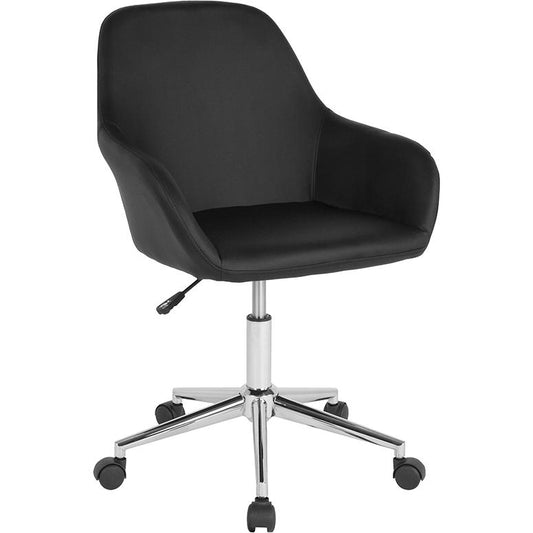 Cortana Home And Office Mid-Back Chair In Black Leathersoft By Flash Furniture | Office Chairs | Modishstore
