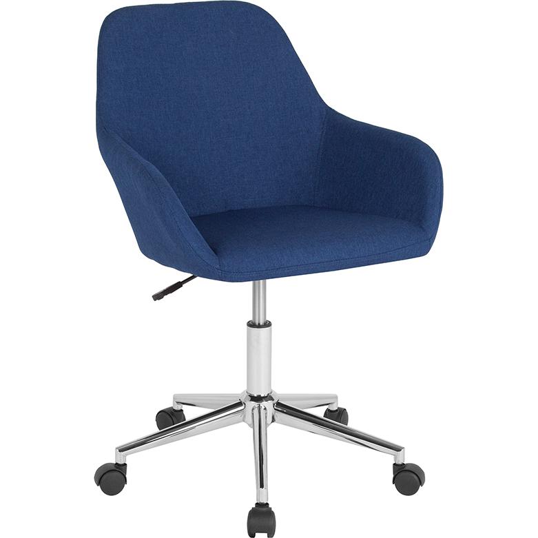 Cortana Home And Office Mid-Back Chair In Blue Fabric By Flash Furniture | Office Chairs | Modishstore - 1