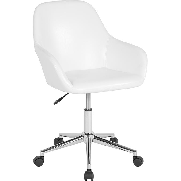 Cortana Home And Office Mid-Back Chair In White Leathersoft By Flash Furniture | Office Chairs | Modishstore