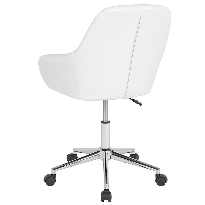 Cortana Home And Office Mid-Back Chair In White Leathersoft By Flash Furniture | Office Chairs | Modishstore - 3