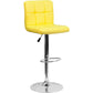 Contemporary Yellow Quilted Vinyl Adjustable Height Barstool With Chrome Base By Flash Furniture | Bar Stools | Modishstore