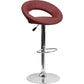 Contemporary Burgundy Vinyl Rounded Orbit-Style Back Adjustable Height Barstool With Chrome Base By Flash Furniture | Bar Stools | Modishstore - 1