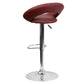 Contemporary Burgundy Vinyl Rounded Orbit-Style Back Adjustable Height Barstool With Chrome Base By Flash Furniture | Bar Stools | Modishstore - 3