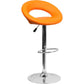 Contemporary Orange Vinyl Rounded Orbit-Style Back Adjustable Height Barstool With Chrome Base By Flash Furniture | Bar Stools | Modishstore