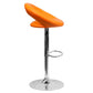 Contemporary Orange Vinyl Rounded Orbit-Style Back Adjustable Height Barstool With Chrome Base By Flash Furniture | Bar Stools | Modishstore - 2