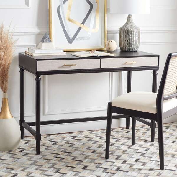 Safavieh Takita 2 Drawer 2 Tone Desk - Black With Natural Drawer Color | Desks | Modishstore - 4