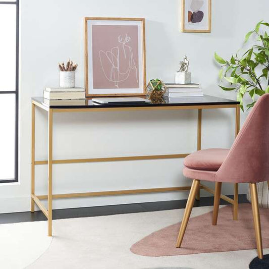 Safavieh Nova Glossy Wooden Desk - Black Top | Desks | Modishstore