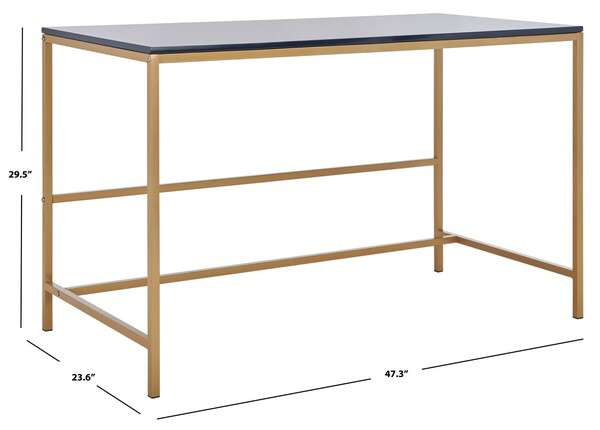 Safavieh Nova Glossy Wooden Desk - Navy Top | Desks | Modishstore - 3