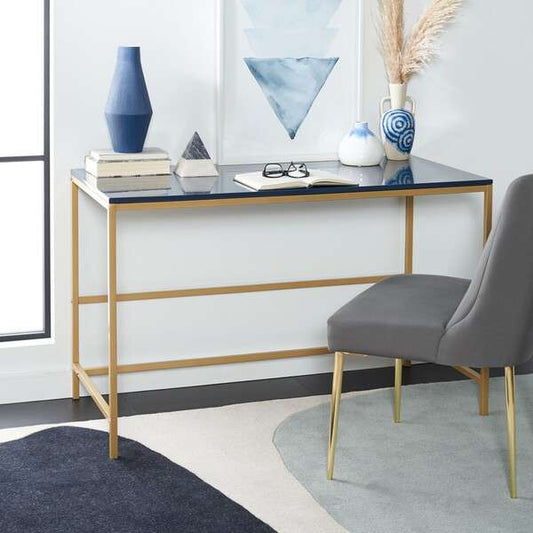Safavieh Nova Glossy Wooden Desk - Navy Top | Desks | Modishstore