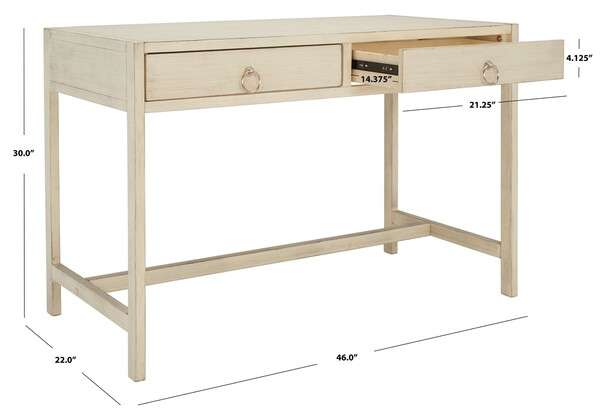 Safavieh Esther 2 Drawer Desk - Antique White | Desks | Modishstore - 4