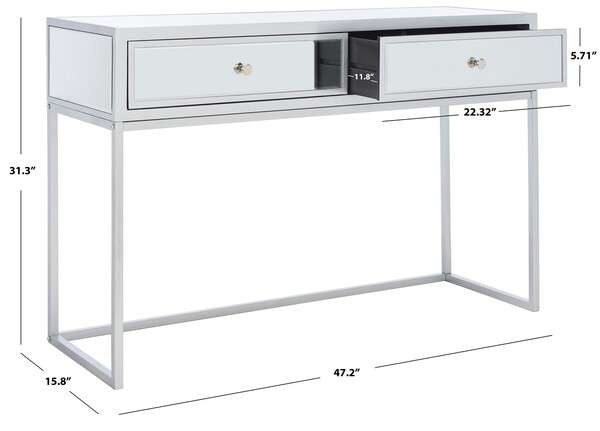 Safavieh Aster 2 Drawer Mirrored Desk - Silver | Desks | Modishstore - 3