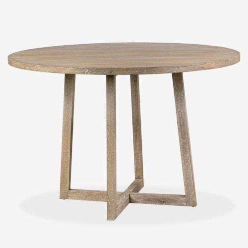 Devon Round Mindi Wood 47" Dining Table, Light Brown by Jeffan | Dining Tables | Modishstore - 5
