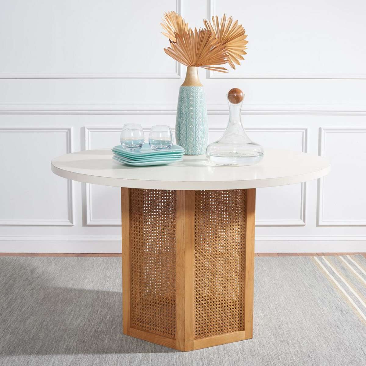 Safavieh Danez Cane Dining Table - White Top | Dining Tables | Modishstore - 3